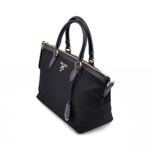 Prada Black Tessuto Nylon Leather Satchel Handbag 1BA104