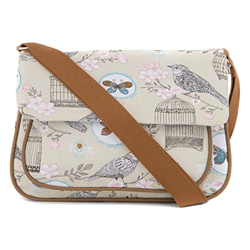 Lilley Designer Beige Handbag with Bird Motif
