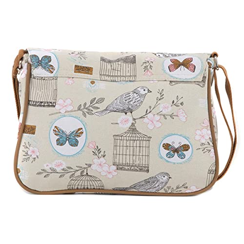 Lilley Designer Beige Handbag with Bird Motif
