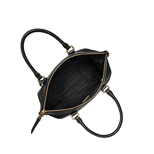 Prada Black Tessuto Nylon Leather Satchel Handbag 1BA104