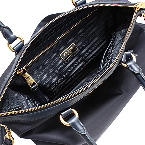 Prada Black Tessuto Nylon Leather Satchel Handbag 1BA104