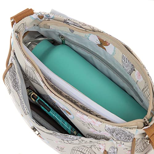 Lilley Designer Beige Handbag with Bird Motif