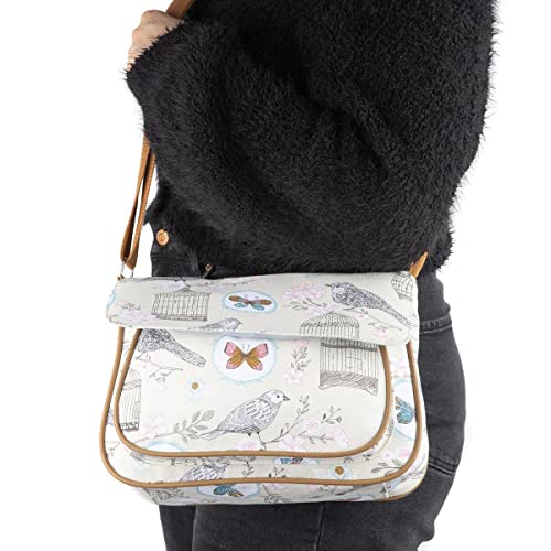Lilley Designer Beige Handbag with Bird Motif