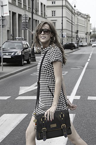 Designer Leather Cross Body Bag - Black