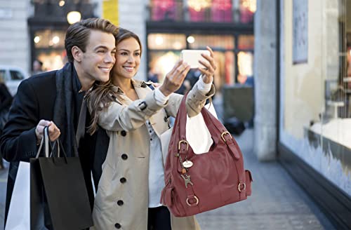 Catwalk Collection Handbags: Women's Large Leather Shoulder Bag in Black