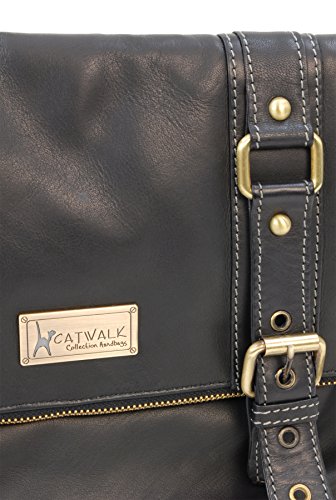 Designer Leather Cross Body Bag - Black