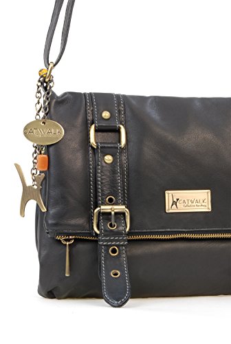 Designer Leather Cross Body Bag - Black