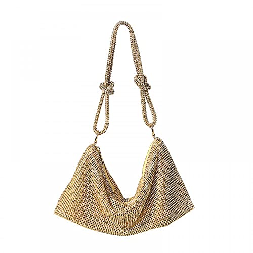 Gold strass embellished shoulder bag for party nights