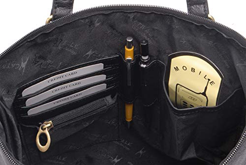 Catwalk Collection Quilted Leather Tote/Shoulder Bag - BLACK