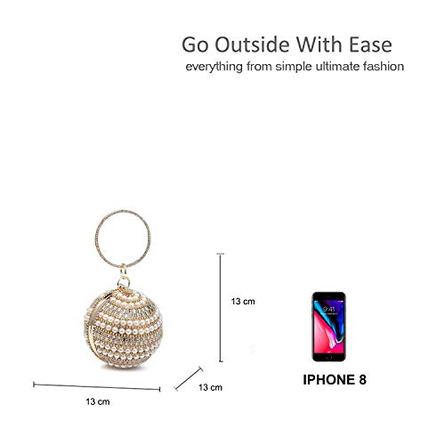 Women's Silver Sparkling Crystal Pearl Ball Shape Clutch