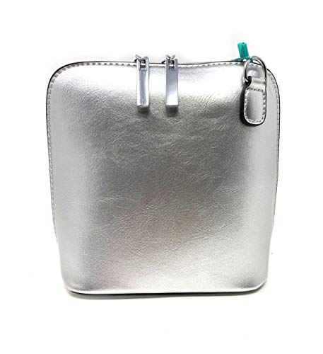 LeahWard® Silver Faux Leather Cross Body Shoulder Bag
