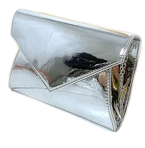 LeahWard Women's Silver Envelope Clutch Evening Handbag