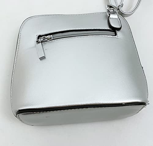 LeahWard® Silver Faux Leather Cross Body Shoulder Bag