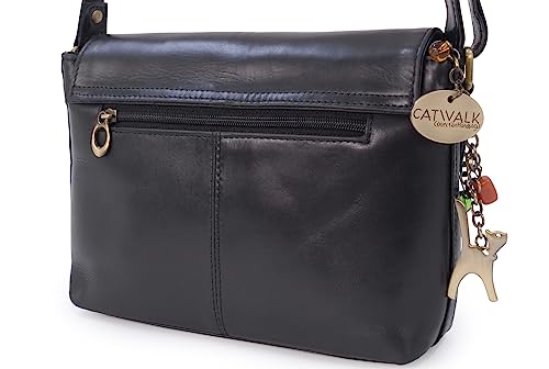 Freya: Classic Black Leather Crossbody Shoulder Bag