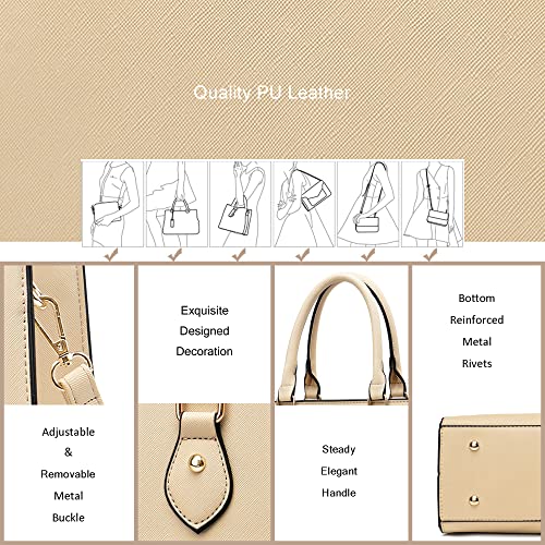 Chic Designer PU Leather Crossbody Handbags (White Apricot)