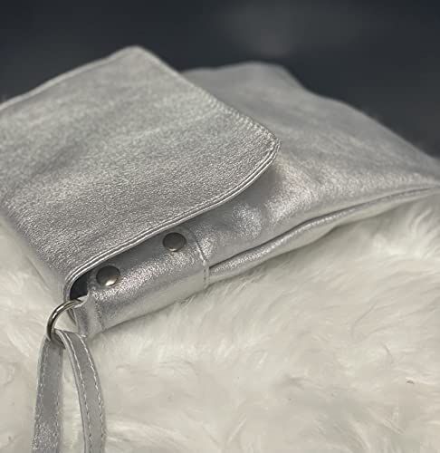 LeahWard Soft Leather Cross Body Shoulder Bag, Silver