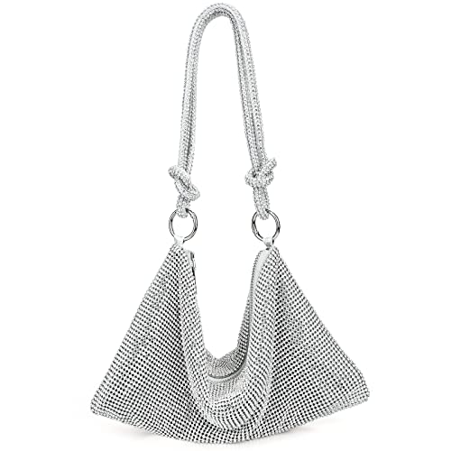 Women's Rhinestone Crossbody Clutch - Silver Crystal Handbag