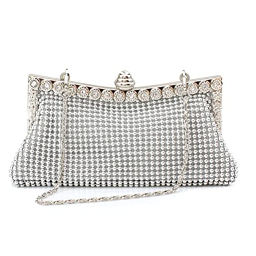 TENDYCOCO Diamond Studded Evening Clutch Bag - Silver