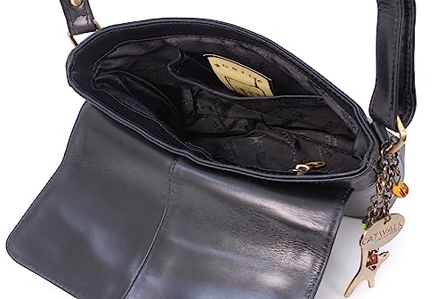 Freya: Classic Black Leather Crossbody Shoulder Bag