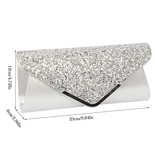 Sparkly Silver Designer Envelope Clutch for Women