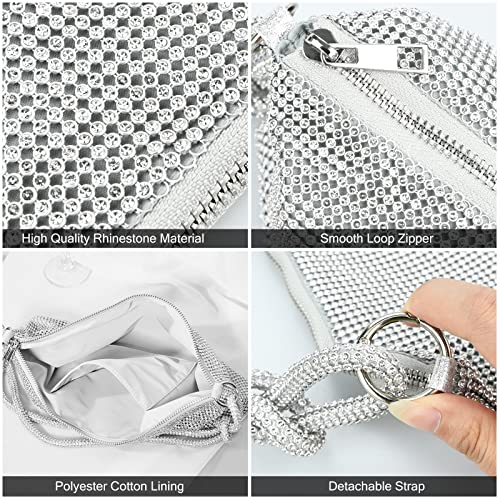 Women's Rhinestone Crossbody Clutch - Silver Crystal Handbag