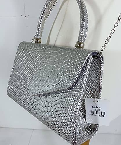 LeahWard Silver Snake Patent Clutch | Designer Handbag
