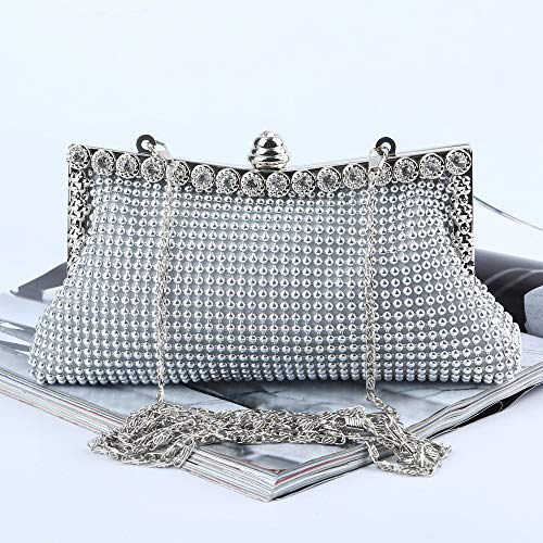 TENDYCOCO Diamond Studded Evening Clutch Bag - Silver