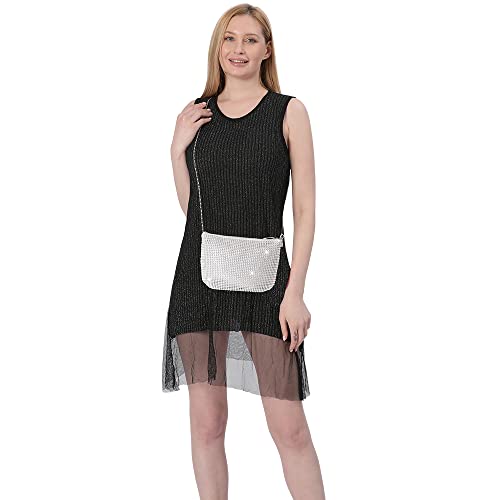 Silver Glittering Diamond Evening Clutch Handbag