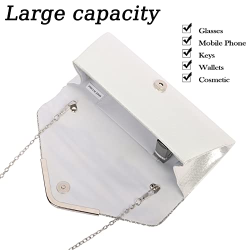 Sparkly Silver Designer Envelope Clutch for Women