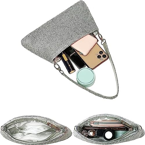 Vidfye Silver Rhinestone Crossbody Bag for Party Night