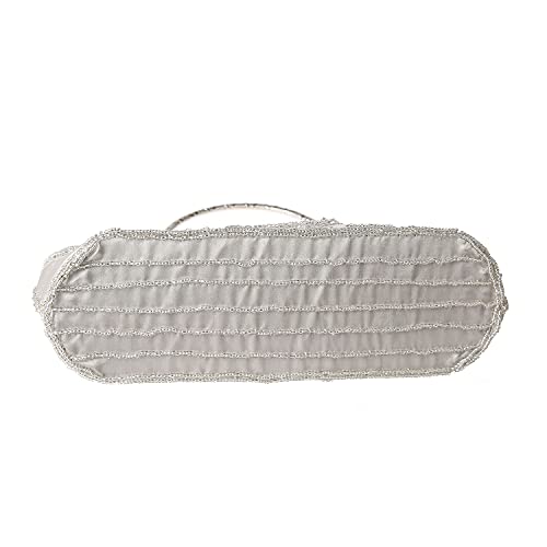 Silver Floral Beaded Rhinestone Clutch for Wedding & Prom