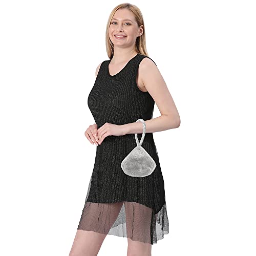 Diamante Crystal Evening Bag Purse in Silver