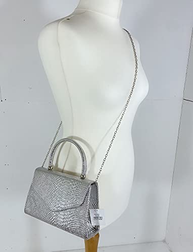 LeahWard Silver Snake Patent Clutch | Designer Handbag