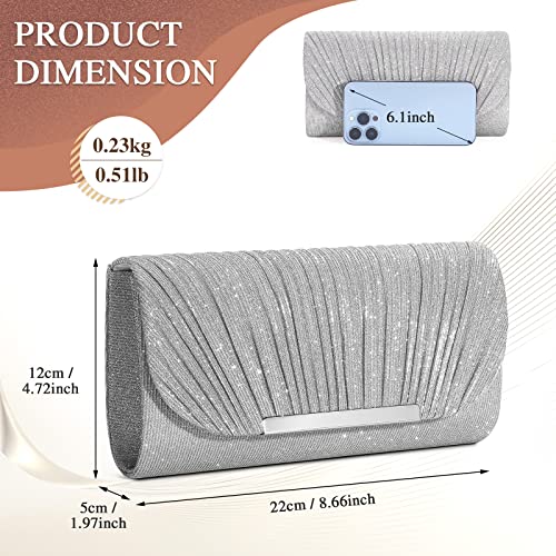 Sparkly Silver Evening Clutch for Women's Special Events