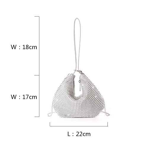 Silver Glittering Diamond Evening Clutch Handbag
