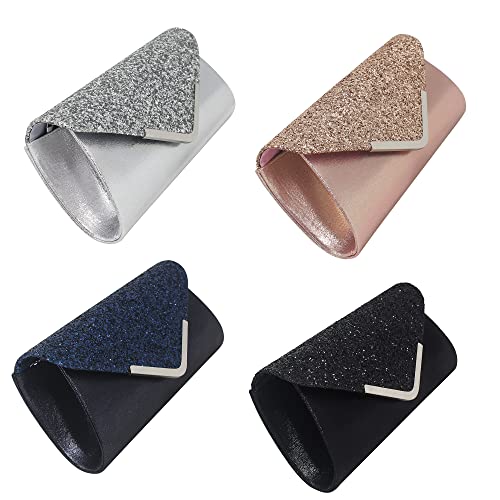 Sparkly Silver Designer Envelope Clutch for Women