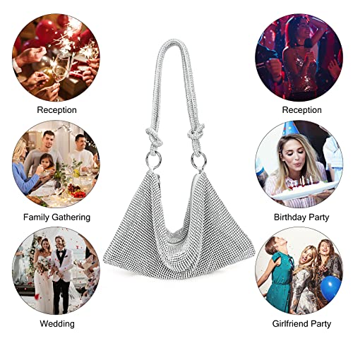Women's Rhinestone Crossbody Clutch - Silver Crystal Handbag
