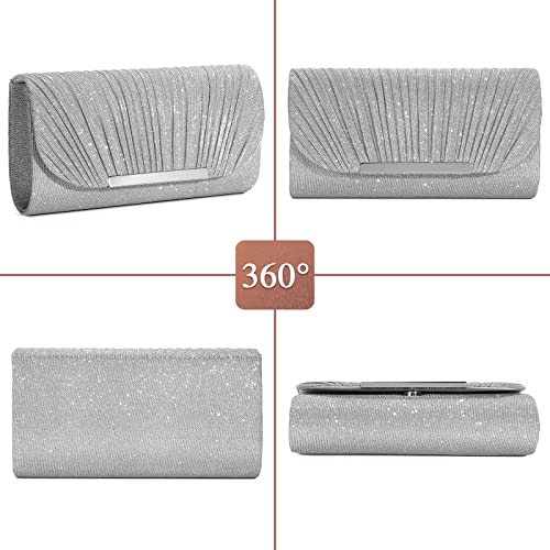 Sparkly Silver Evening Clutch for Women's Special Events