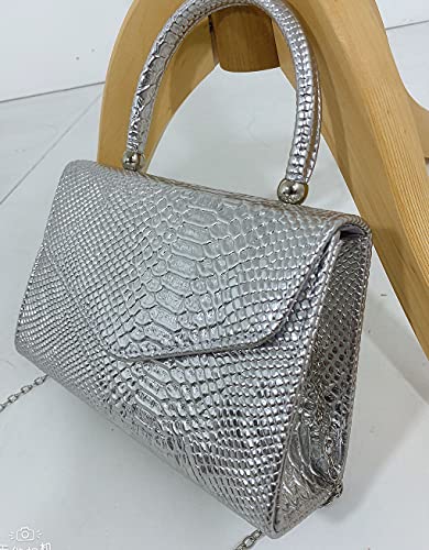 LeahWard Silver Snake Patent Clutch | Designer Handbag