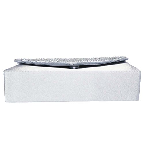 SUMAJU Silver Evening Clutch Bag with Satin Finish