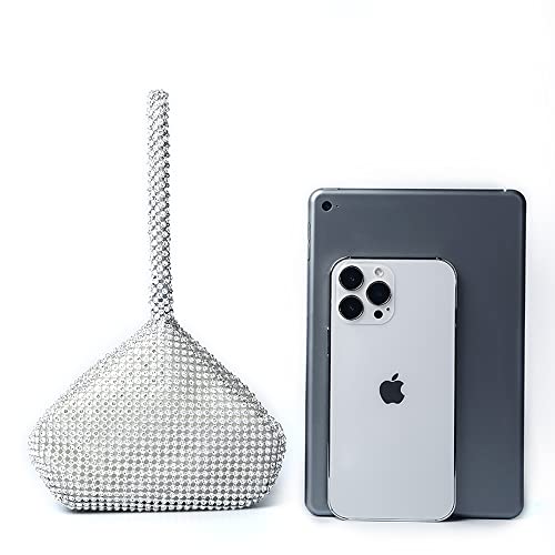 Diamante Crystal Evening Bag Purse in Silver