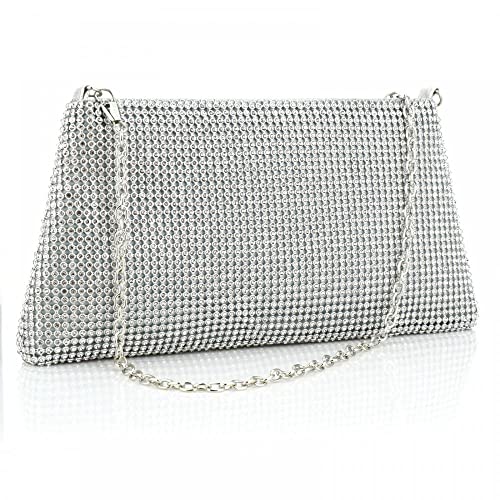 Elegant Rhinestone Clutch for Party - Silver