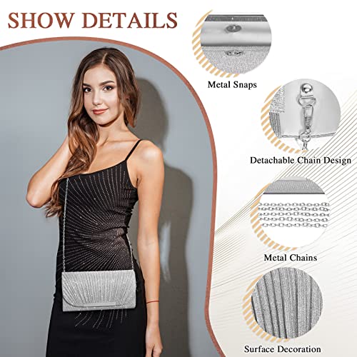 Sparkly Silver Evening Clutch for Women's Special Events