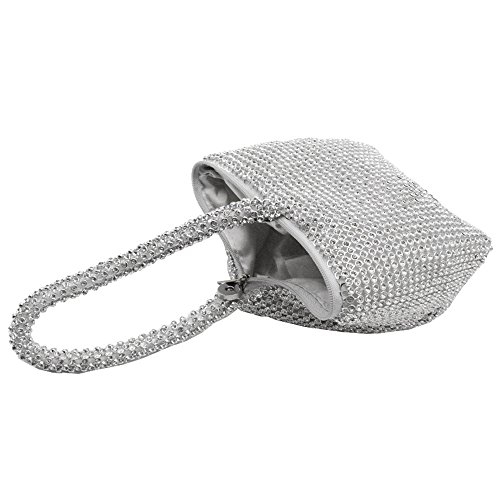 Diamante Crystal Evening Bag Purse in Silver