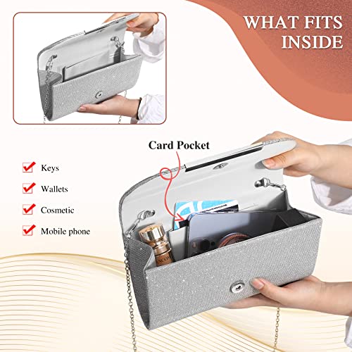 Sparkly Silver Evening Clutch for Women's Special Events