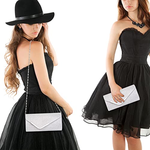 Shiny Sequins Envelope Clutches for Women, Silver