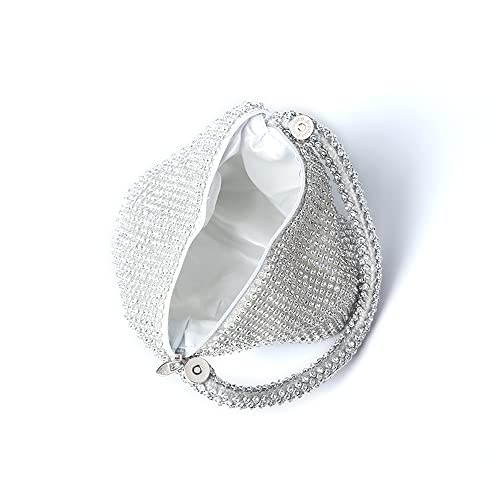 Diamante Crystal Evening Bag Purse in Silver