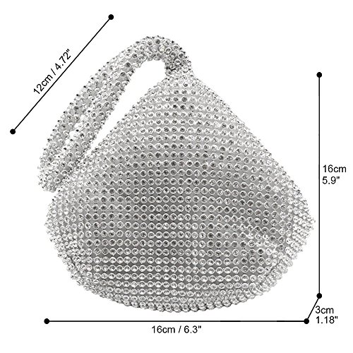 Diamante Crystal Evening Bag Purse in Silver