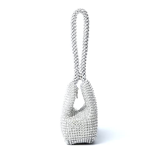 Diamante Crystal Evening Bag Purse in Silver