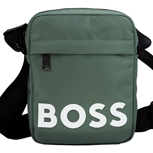 BOSS Men's Open Green Zip Reporter Handbag